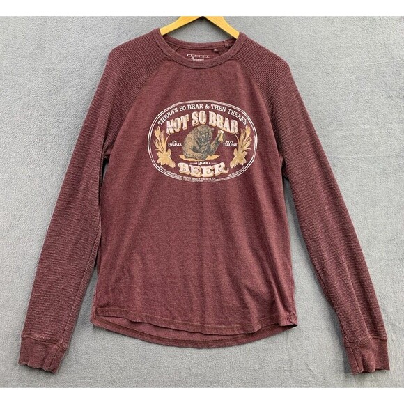 Lucky Brand Other - Lucky Brand Venice Burnout T Shirt Mens Large Beer Bear Thermal Stretch Raglan